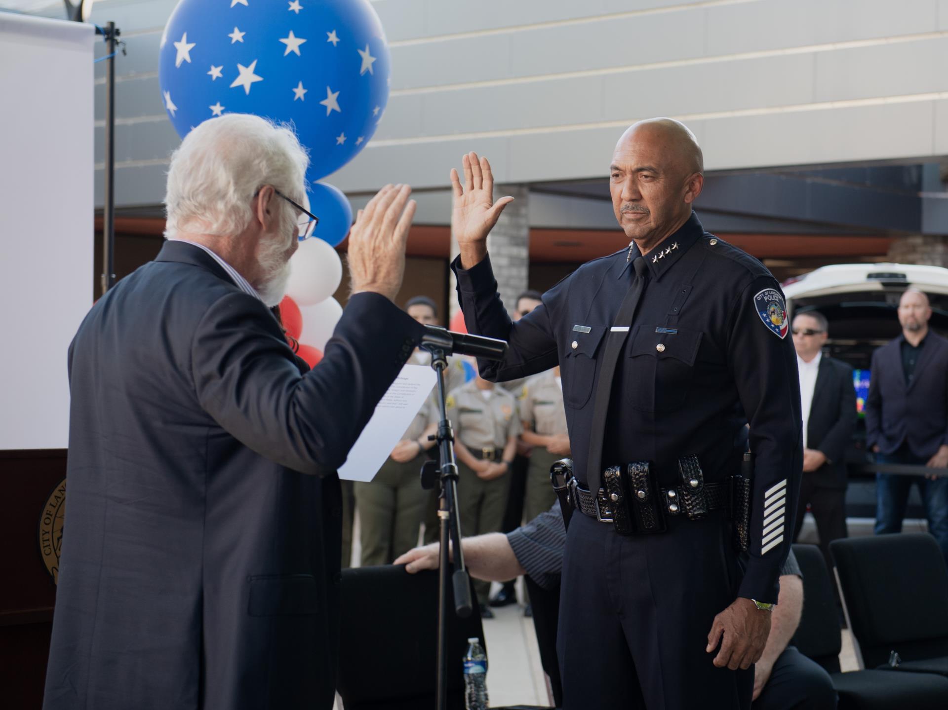 Lancaster Mayor Parris swears in the City's first-ever Chief of Police